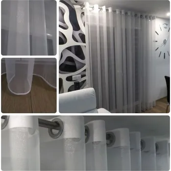 Záclona Bílá záclona SHINE s olůvkem - vlastní rozměr Uchycení závěsu: Řasící páska WAVE, Šířka záclony: 50cm