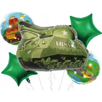 Balónek SADA BALÓNKŮ TANK VOJSKO dekorace na dort 5ks