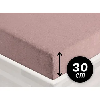 Prostěradlo Froté napínací prostěradlo na vysokou matraci FR-024 Hnědorůžové 200 x 200 - výška 30 cm