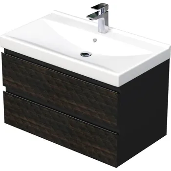 Koupelnový nábytek SAT Koupelnová skříňka s umyvadlem SAT Cube Way 80x47,5x46 cm hnědá mat CUBE3D46802ZHVER CUBE3D46802ZHVER