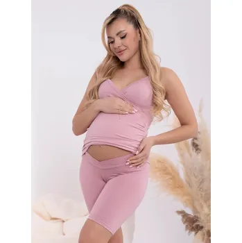FMM Krátké těhotenské legíny s nízkým pasem růžové bavlněné Velikost: S