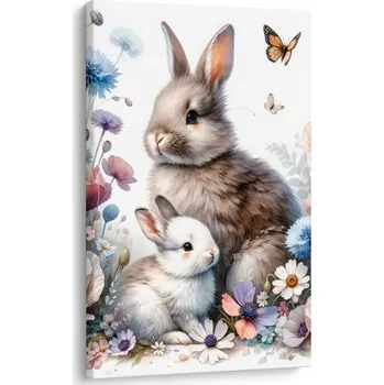 Obraz Dovido Obraz roztomilí zajíčci mezi květinami