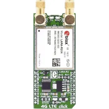 Vývojová deska Komunikační a bezdrátový vývojový nástroj, pro GPIO, GSM, UART, 4G LTE-NA Click, MikroElektronika