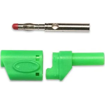 Krokosvorka Banánek, 20A, 4 mm, Zelená, Samec, materiál kontaktu: Beryliová měď Banánek