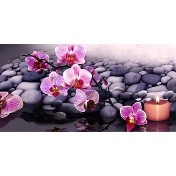 Diamantové malování Diamantové malování - XXXL - Orchideje a lávové kameny (200x100)
