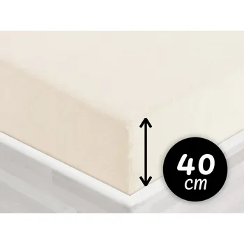 Prostěradlo Froté napínací prostěradlo na extra vysokou matraci FR-002 Smetanové 200 x 220 - výška 40 cm