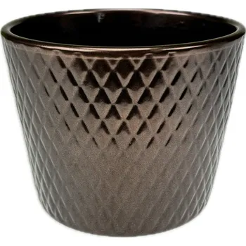 Květináč Obal keramický Harlekin pr. 12 cm měděně černý