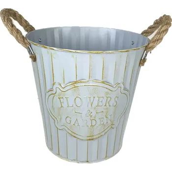 Květináč Váza plech s uchy šedá 21x21 cm