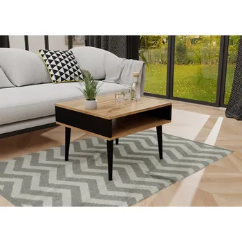 Konferenční stolek Konferenční stolek Malecki Meble obdélníkový 55 x 50 x 45 cm černý, dub wotan