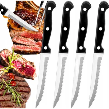 Kuchyňský nůž Nože na pizzu a grilované steaky ostré se zoubky, 4 ks