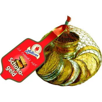 Čokoláda Halloren Mléčné čokoládové mince zlatá a stříbrná Eura 100 g