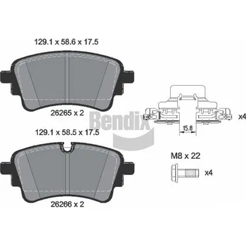 Brzdová destička Sada brzdových destiček, kotoučová brzda BENDIX Braking BPD1646