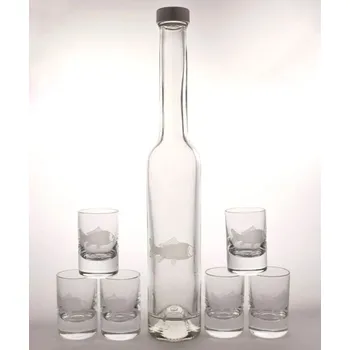 Sklenice Souprava láhev PLATINA+6 ks odlivek FAVORIT 30ml FISH