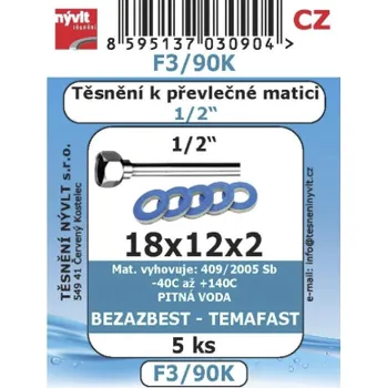 Instalatérský materiál Těsnění Nývlt Sada těsnění 18x12x2 do převlečných matic 1/2 Bezazbest 5ks