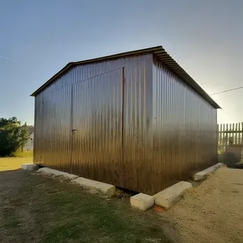 Přístřešek na auto Plechová garáž 4x5m sedlová střecha tmavý ořech lesk