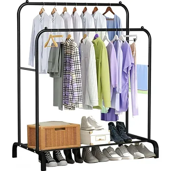 Věšák Věšák na oděvy, kovový, dvojitý, ROCKY II, černý