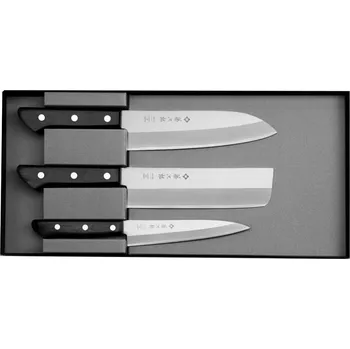 Sada kuchyňských nožů Tojiro Basic - Santoku 17 cm, Nakiri 16,5 cm, Petty 13,5 cm