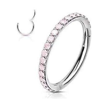 Piercing K1041-P Piercing segment kruh s růžovými kamínky