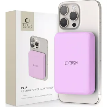 Powerbanka Powerbanka Tech-Protect LifeMag PB11 MagSafe 10000mAh - lilac (Powerbanka Tech-Protect LifeMag PB11 MagSafe 10000mAh - fialová lilac s USB-C a LED indikací)
