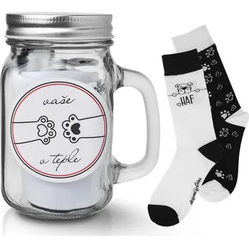 ORION Sklenice s víčkem 0,45 l+ponožky MAZLÍČCI