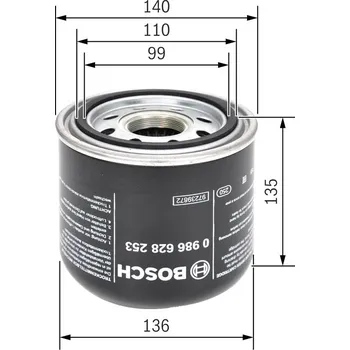 Vysoušecí patrona vzduchu, pneumatický systém BOSCH 0 986 628 253