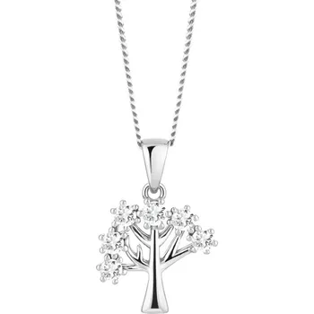 Přívěsek Stříbrný přívěsek s řetízkem Sevilla, strom života s kubickou zirkonií Preciosa