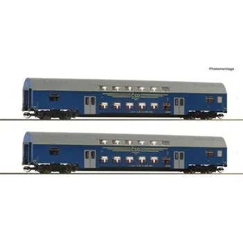 Modelová železnice TT - set dvou osobních patrových vozů Bap ČSD ep.IV