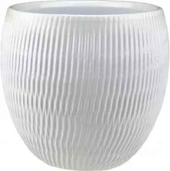 Květináč Obal keramický pr. 13 cm PLISSEE V.11,5 CM BÍLÝ