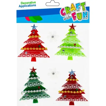 Vánoční dekorace Samolepicí ozdboba vánoční stromek 6 ks 501360