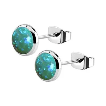 Náušnice NB1-OP62 Ocelové náušnice, OPÁL 6 mm