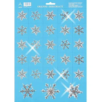 Vánoční dekorace Okenní folie A4 vločky 882-SG