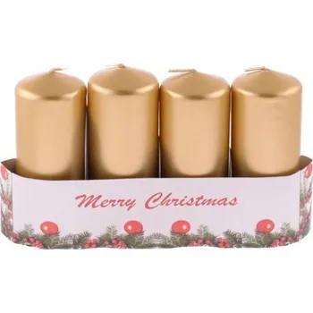 Vánoční dekorace Svíčky adventní 4ks zlaté, 50x120mm