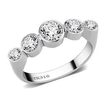 Prsten AL-0050-52 Ocelový prsten se zirkony