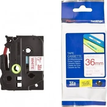 Pásek do tiskárny Brother TZ-262 / TZe-262, 36mm x 8m, červený tisk / bílý podklad