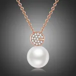 Victoria Filippi Náhrdelník Swarovski Elements s perlou Gioaccino NH0246 Bílá/čirá 40 cm + 5 cm (prodloužení)