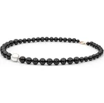 Gaura Pearls Perlový náhrdelník Brunela - edisonova perla, onyx, stříbro 925/1000 214-35/45 45 cm Bílá