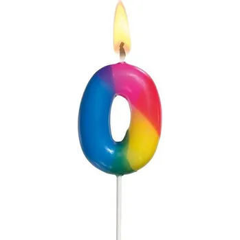 Svíčka Svíčka ve tvaru číslice 0, barevná