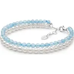 Gaura Pearls Elegantní náramek Edith - akvamarín, perla, stříbro 925/1000 232-42B Modrá 17 cm + 3 cm (prodloužení)