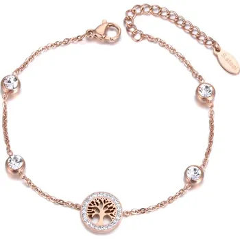 Náramek Victoria Filippi Stainless Steel Ocelový náramek se zirkony Magda Gold - strom života NRB19060-1/65 Zlatá 17 cm + 3 cm (prodloužení)