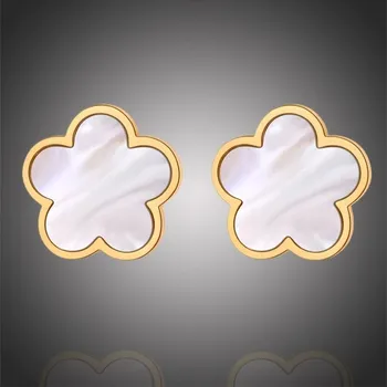 Náušnice Victoria Filippi Stainless Steel Ocelové náušnice Anna Gold - chirurgická ocel, perleť, květina NAUE20133-2/4 Zlatá