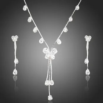 Souprava šperků Francesca Petrucci Souprava náhrdelníku a náušnic Swarovski Elements Roselin SET0140 Bílá/čirá 40 cm + 3 cm (prodloužení)