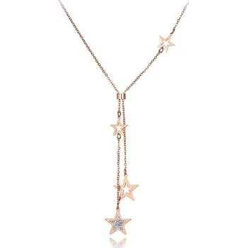 Náhrdelník Victoria Filippi Stainless Steel Ocelový náhrdelník se zirkony Ceferina Gold - chirurgická ocel, hvězdy NHN19199-2/63 Zlatá 40 cm + 5 cm (prodloužení)