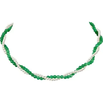 Náhrdelník JAY Perlový náhrdelník Liyan - zelený jadeit, bílá perla JAY-9128-ZS56215 Zelená 47 cm + 5 cm (prodloužení) Bílá