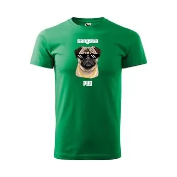 Pánská móda Tričko s potiskem Gangsta pug: zelené 3XL