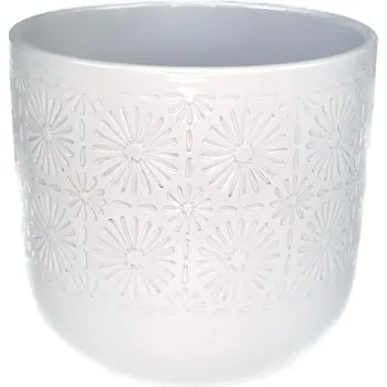 Květináč Obal keramický STRUKTUR PR.14 CM BÍLÝ