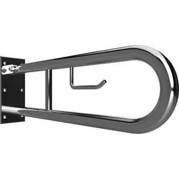 Madlo do koupelny Úchyt sklopný ve tvaru U Bemeta Help s držákem TP 600 mm bez krytky nerez lesklý