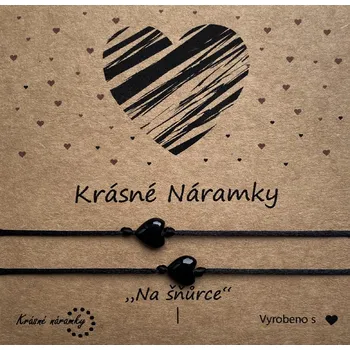Náramek Krásné náramky Náramky pro páry - Srdíčka z minerálů (různé varianty) Varianta: Onyx/Onyx