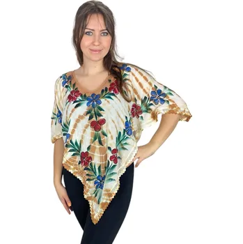 Dámská halenka Batikovaná halenka červené květy