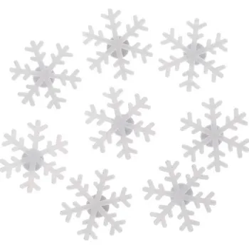 Vánoční dekorace Nálepky plastové 8ks Vločka, bílé se třpytkami