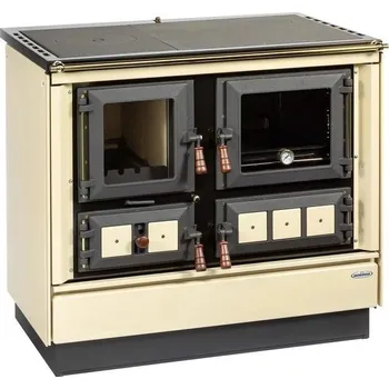 Sporák na tuhá paliva KVS EKODIVIZE Sporák KLAUDIE 9112.3382 béžový pravý, chrom doplňky, ocel plotna